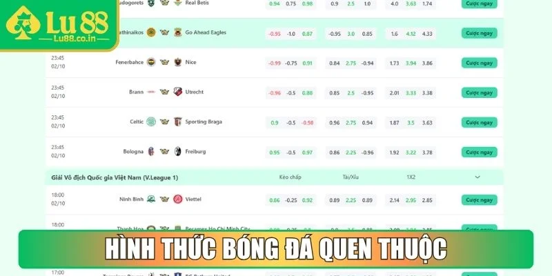 Hình thức bóng đá quen thuộc