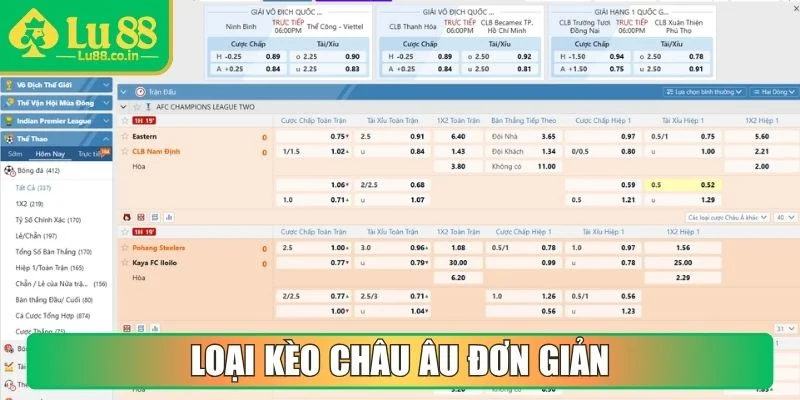 Loại kèo châu âu đơn giản 